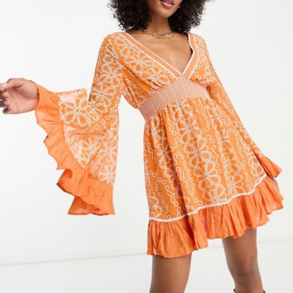 River Island Kind Society Dress Orange Floral